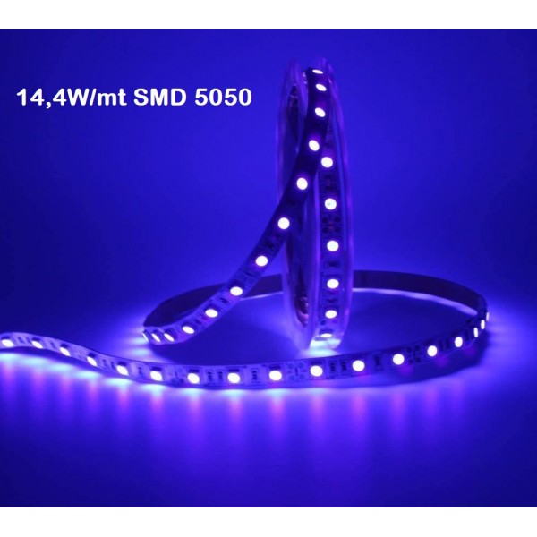 Tira LED 5 mts Flexible 70W 300 Led SMD 5050 IP20 Ultravioleta Alta Luminosidad